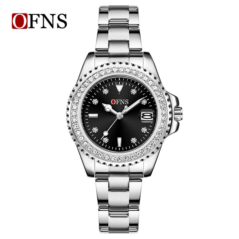 Women's Quartz Watch Simple Diamond Inlaid Waterproof Luminous Calendar Three Needle Business Fashion Women's Watch