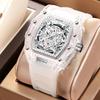Men's Transparent Barrel-Shaped Quartz Waterproof Wristwatch