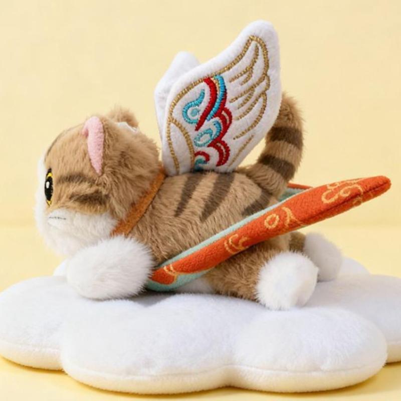 Chinese Style Dunhuang Flying Cat Nine-Colored Deer Bag Charm Pendant Cute Cotton Plush Doll Keychain Key Ring Gift