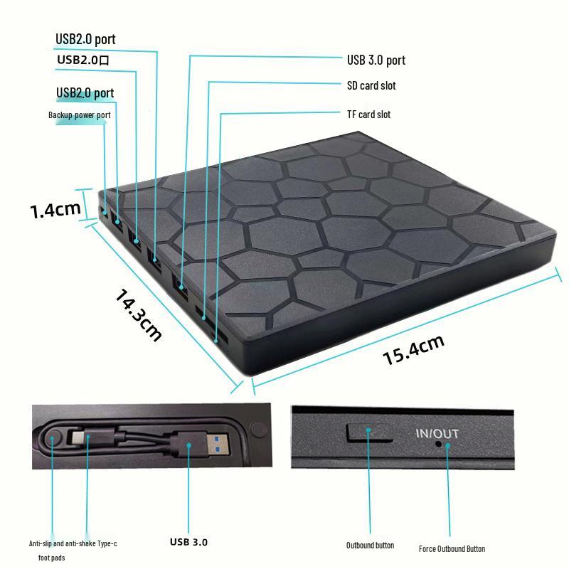 Ultra-Thin 3.0 USB & Type-C Multi-Function External DVD Burner Upgrade