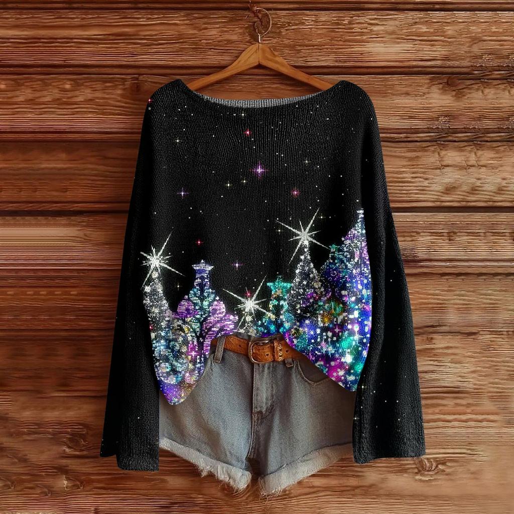 Women's Fashion Long Sleeve Christmas Snowman Snowflake Print Jacket Cardigan