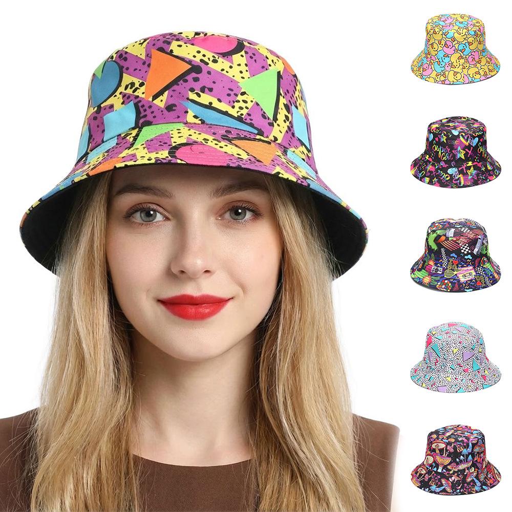 Reversible Retro Graffiti Bucket Hat - Sun Protection for Men & Women