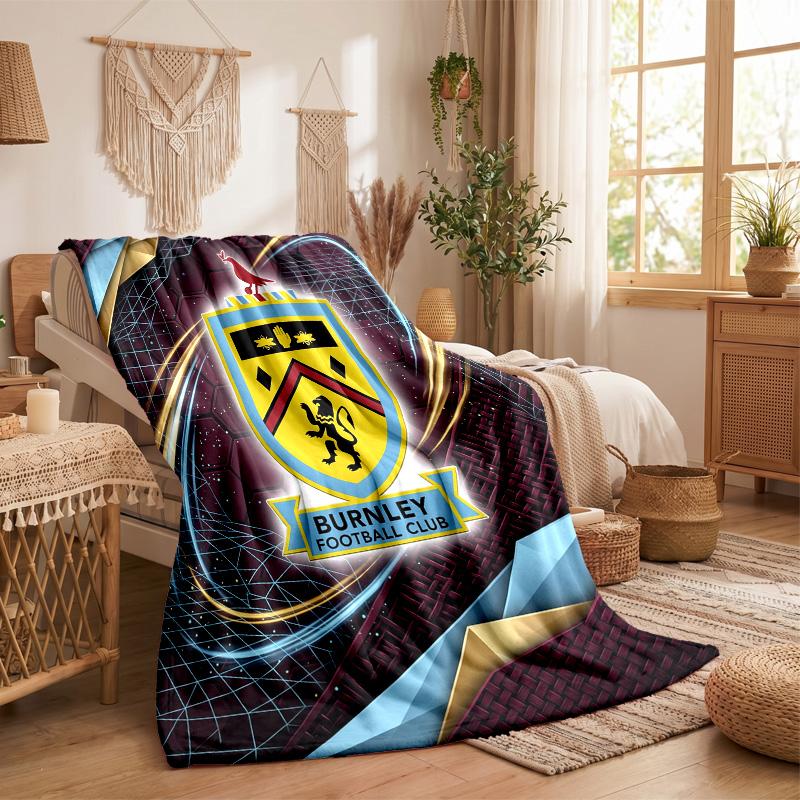 Burnley Football Print Flannel Blanket Soft Warm Sofa Bed Throw Blanket For Home Office Bedroom