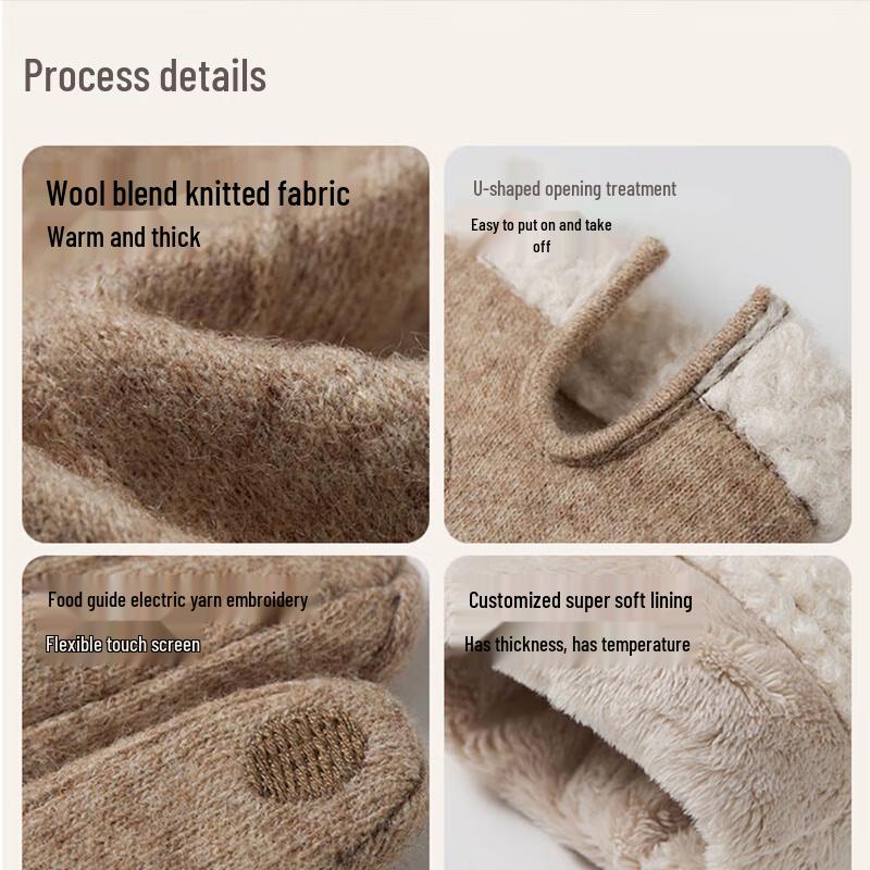 JIUMU Women's Warm Touchscreen Wool Gloves with Fleece Lining