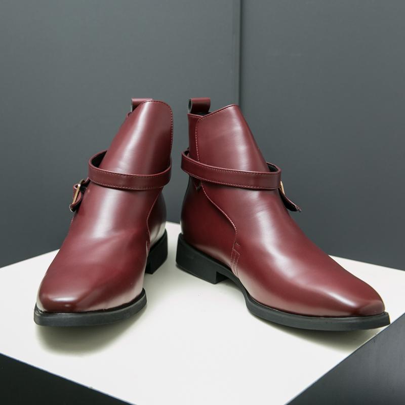 Neue Italienischer Stil Lederstiefel Mode Mid-Calf Stiefel Stiefeletten Herrenstiefel Luxus Designer Schuhe Spitze Zehenpartie Büroschuhe Echt