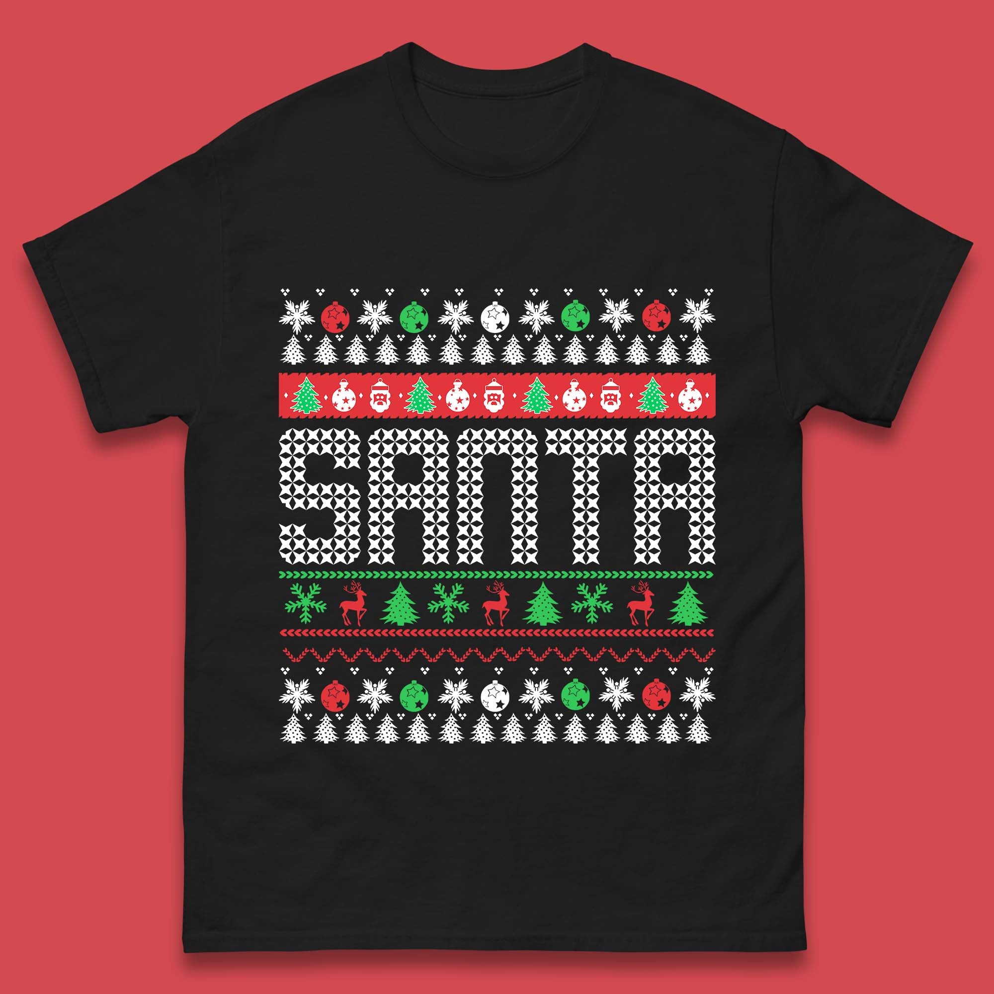 Christmas Mens T Shirt Womens Tops Tees Christmas Santa Claus Top 2XL
