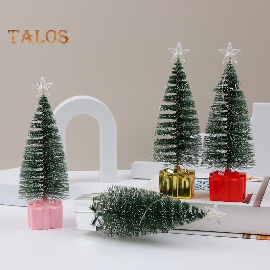 4 sztuki małych ozdób choinkowych z diodami LED zasilane bateriami realistyczne miniaturowe akcesoria na choinkę stołową