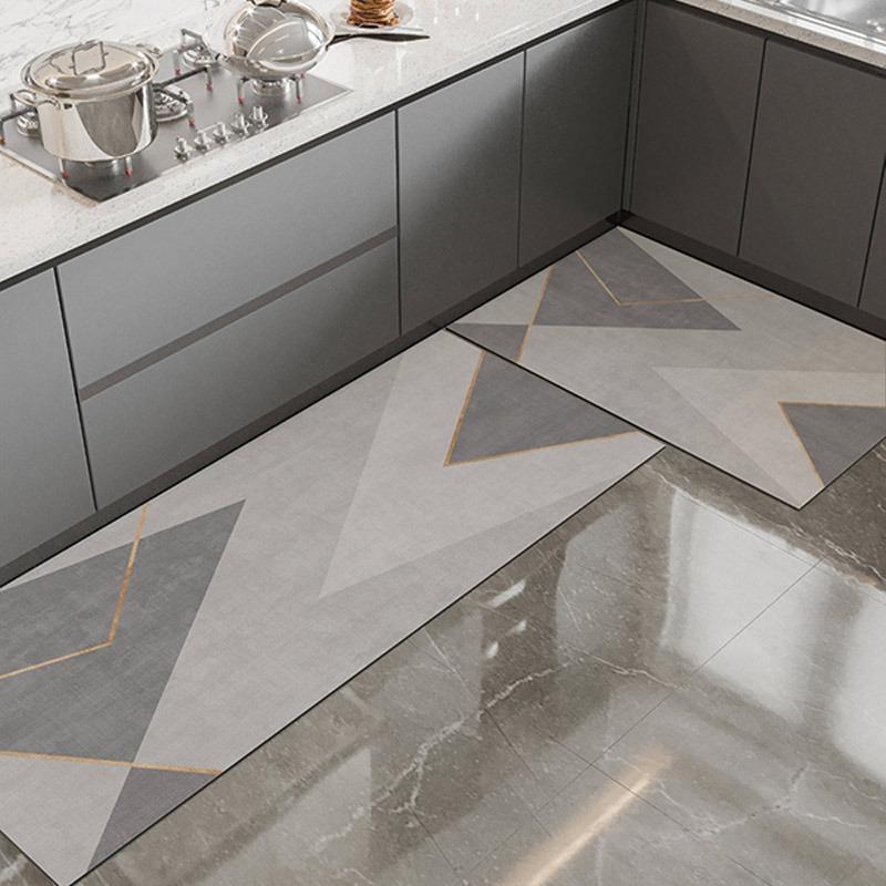 Carpet for Kitchen Waterproof Floor Mat Pvc Leather Foot Mats Non-slip Oil Proof Carpet Long Carpets Grey Home Decoration Rug