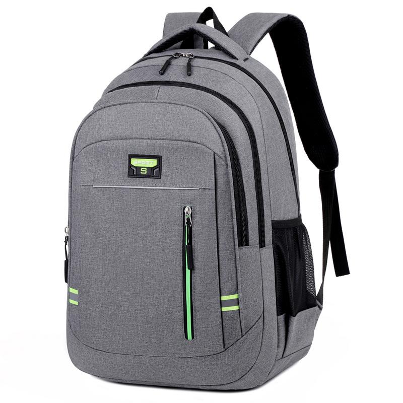

Letter Sport Backpack Reflective Strip Design Wear Resistant Double Zipper Bag сірий колір