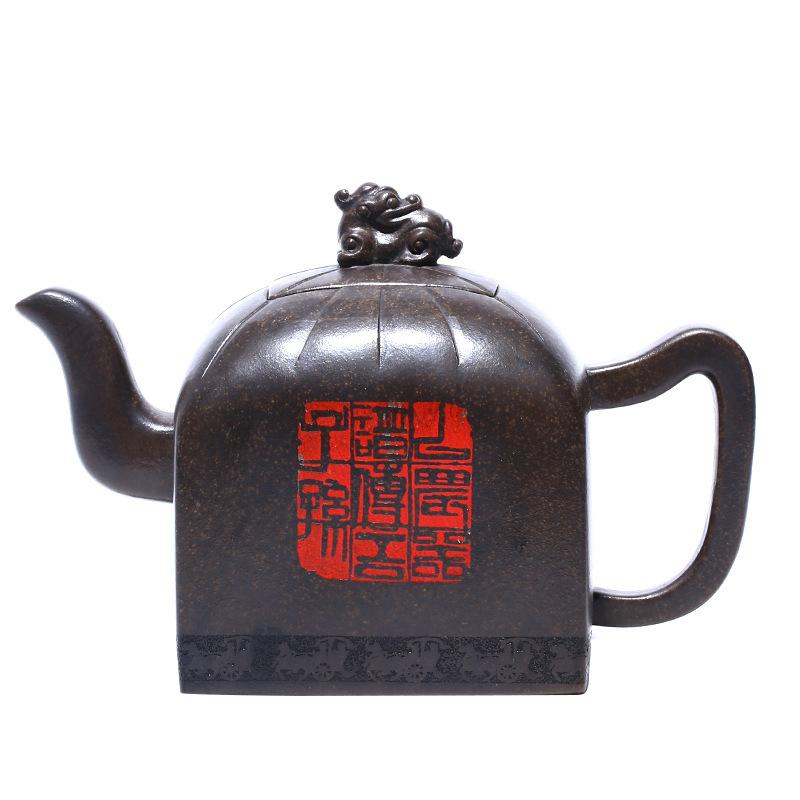 

550ml Ancient Yixing Purple Clay Teapots Master Handmade Chinese Seal Pot Raw Ore Black Gold Mud Kettle Zisha Tea Set Supplies