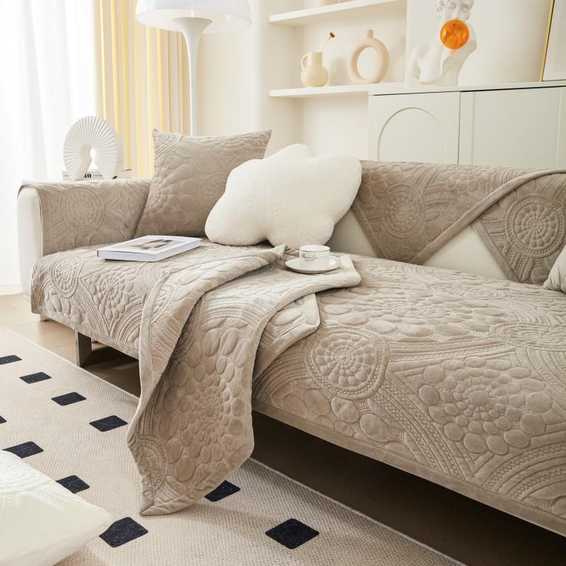 Fall/winter New Sofa Cushion Plush Embroidery Warm Cushion Modern Simple Non-slip Sofa Cushion Cover Cloth Pillow Backrest