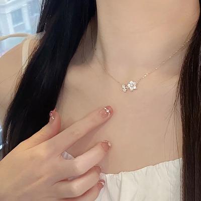 Elegante Zarte Zirkon Kirschblüten Halskette Für Frauen Mädchen Blume Choker Halskette Party Schmuck Accessoires Geschenk