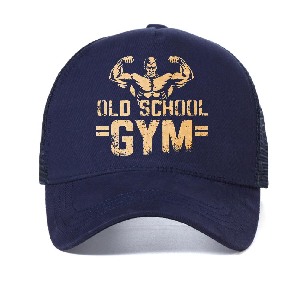 

Old School Gym print baseball cap Gym Sports Unseix casual caps fashion summer adjustable mesh breathable Trucker hat Adjustable темно-синього кольору