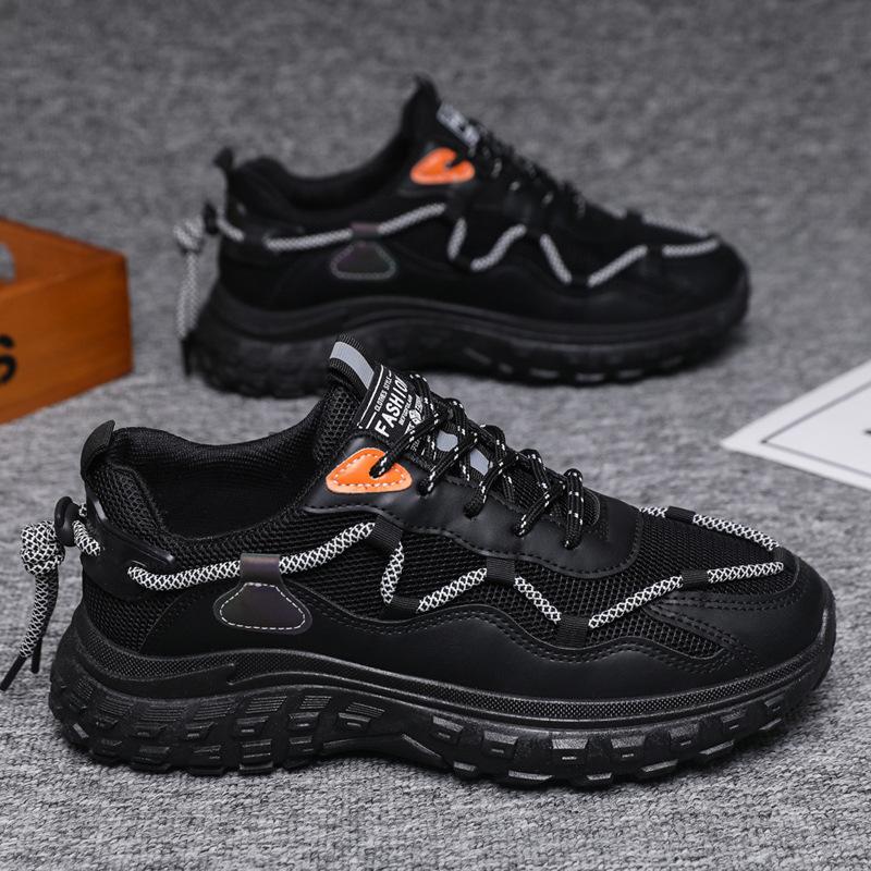 

New breathable mesh sports men s shoes versatile trend student platform men s trendy shoes 44 чёрный