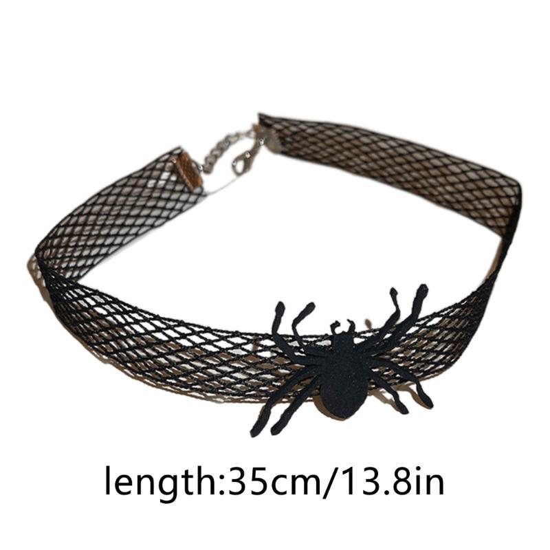 Gargantilha de Halloween para Mulheres Menina Elegante Sexy Renda Preta Gargantilha Cool Steampunk Aranha Colar Joia Presente Mulheres