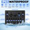 10 Gang Switch Panel Waterproof Boat Rocker Switch Panel With 4.2A Daul USB Socket + 12V Voltmeter+Cigarette Lighter Socket