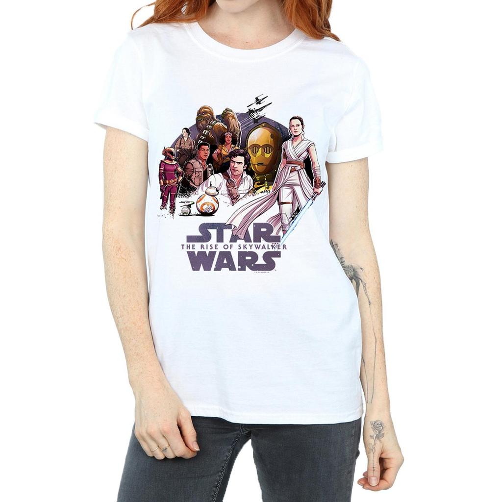 Star Wars The Rise Of Skywalker Womens/Ladies Resistance Rendered Group Cotton Boyfriend T-Shirt