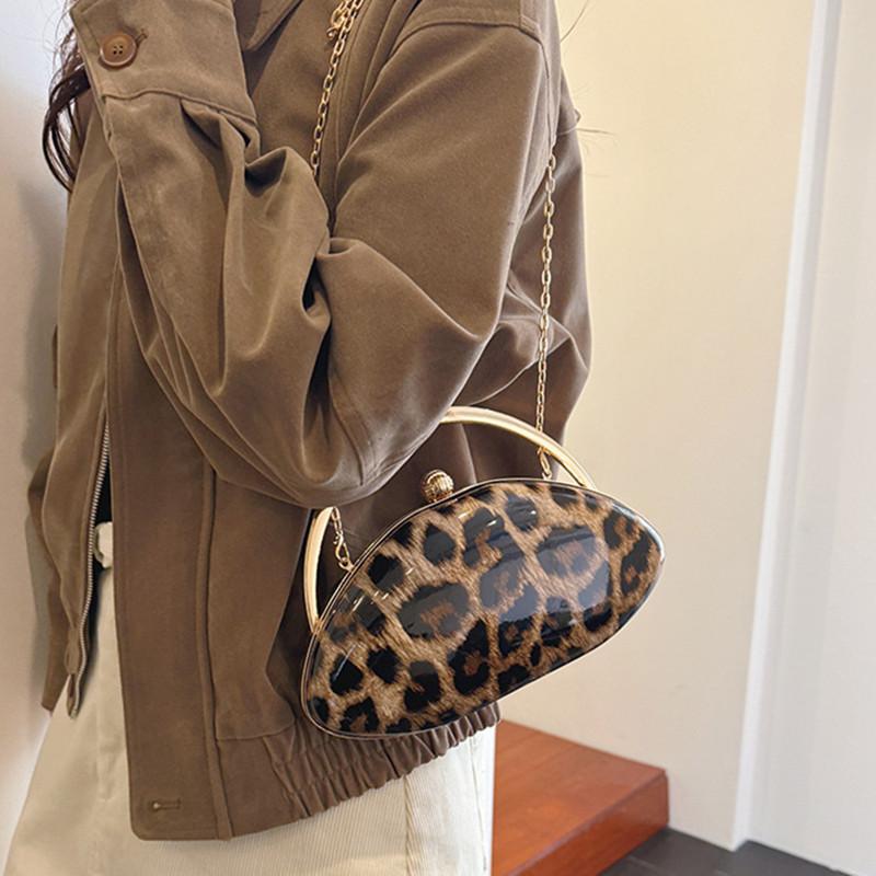 2026 Luxury Leopard Print Women's Evening Clutch Bag Fashion Party Top Handle Handbag Personalized Wedding Crossbody Bag