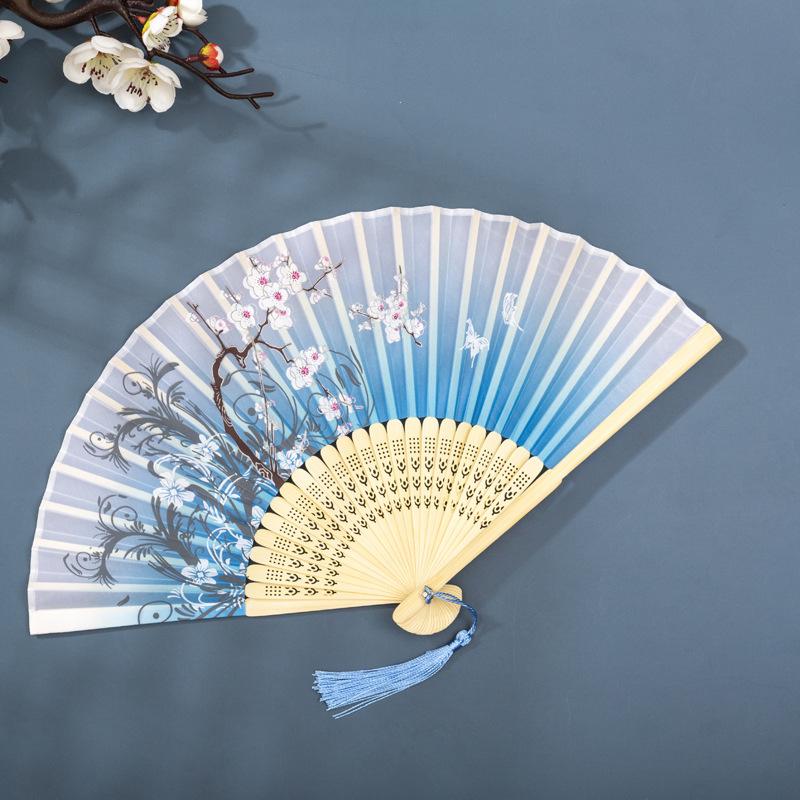 Classical Chinese Dance Fan - Handmade Bamboo Folding Fan for Wall Decor, Performance Costume & Partition Screen