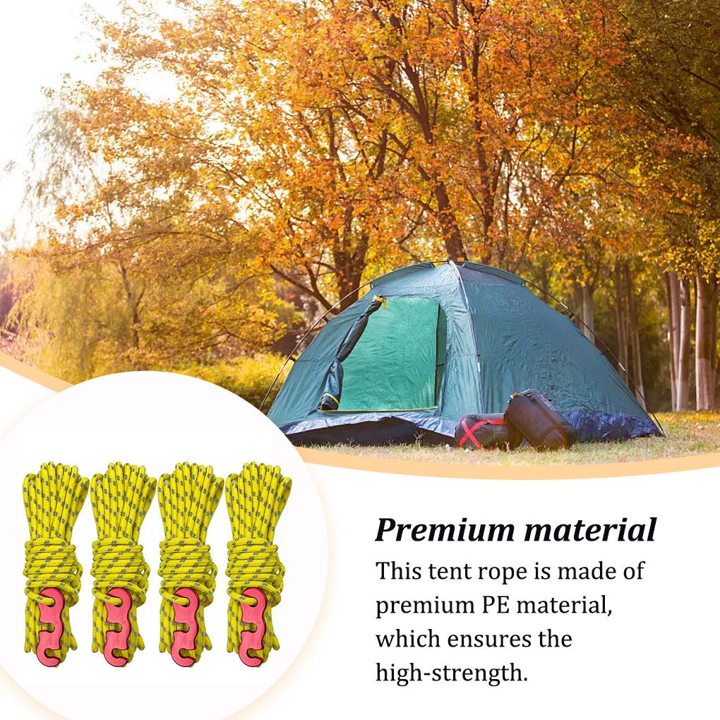 4 Pcs Tent Rope Hiking Wire Camping Supplies Firm Structure Multifunctional Windproof Outdoor Lanyard Reflective Safety