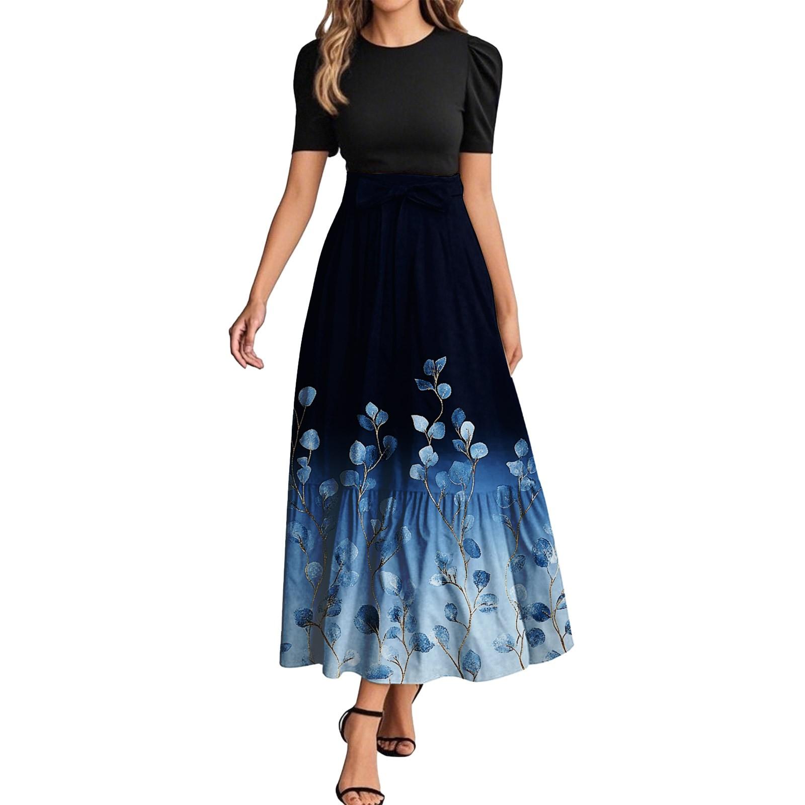 

Женское модное повседневное платье с коротким рукавом и круглым вырезом с цветочной вышивкой, элегантное, темпераментное M