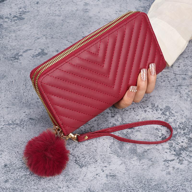 

Cross-border ladies V embroidered long wallet Korean autumn and winter large-capacity multi-card holding coin purse