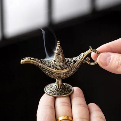 Arabic Incense Burner Antique Style Lamp Metal Incense Burner Scented Unscented Candle Holder Home Decor Gift