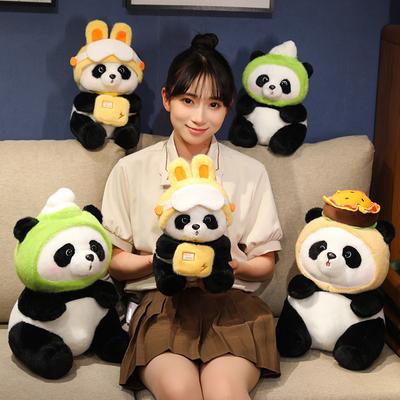 30/40CM Foodie Panda Plush Toy Ice Cream Hamburger Take-Out Food Panda Super Full Soft Chinese Animal Doll Children's Birthday