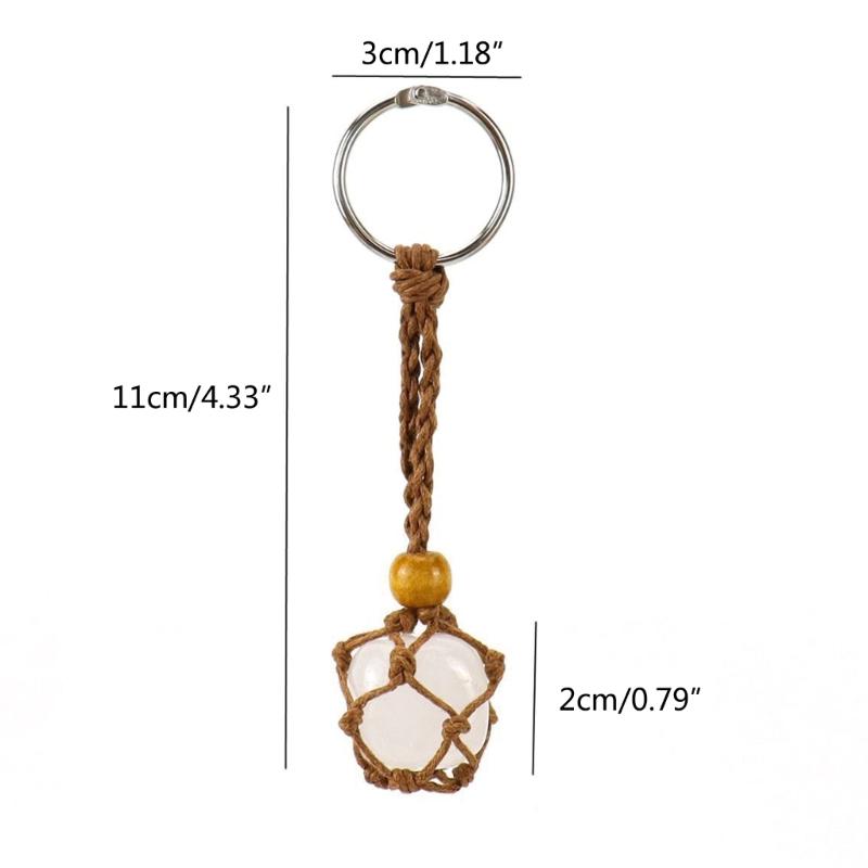 DIY Keychain Unfinished String Lanyard Keychain Crystal Stone Holder Cage Keyring Unique Jewelry Making Craft