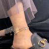 Four Leaf Clover Double Layered Stacked Ankle Chains, High-end Ankle Chains with Diamonds, Lucky Grass Ankle Chains, the Best for Girls