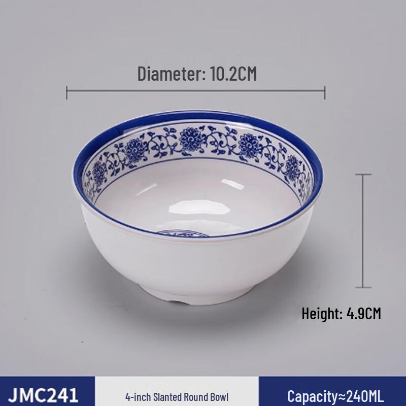 Yangge QLQ Blue & White Melamine 4-inch Soup Bowls, Set of 5