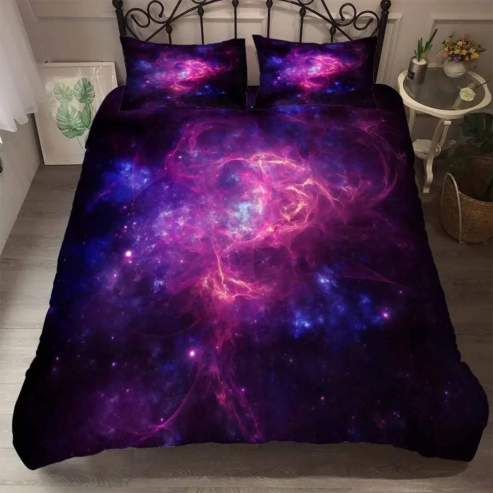 Druck Starlight Galaxy Mikrofaser Bettbezug mit Kissenbezügen Sternenhimmel Bettdeckenbezug Bettwäscheset Dropship Duver Cove Sets