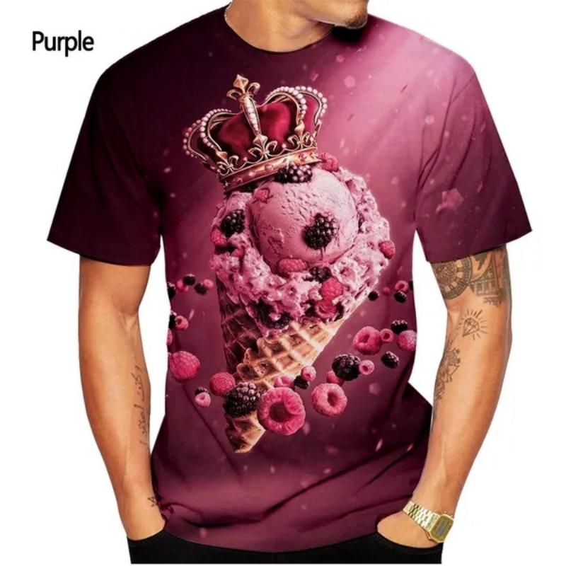 

Летняя мода для мужчин и женщин, крутая футболка с 3D-принтом, повседневные футболки с короткими рукавами, креативная футболка с мороженым, топы Ytk Harajuku L