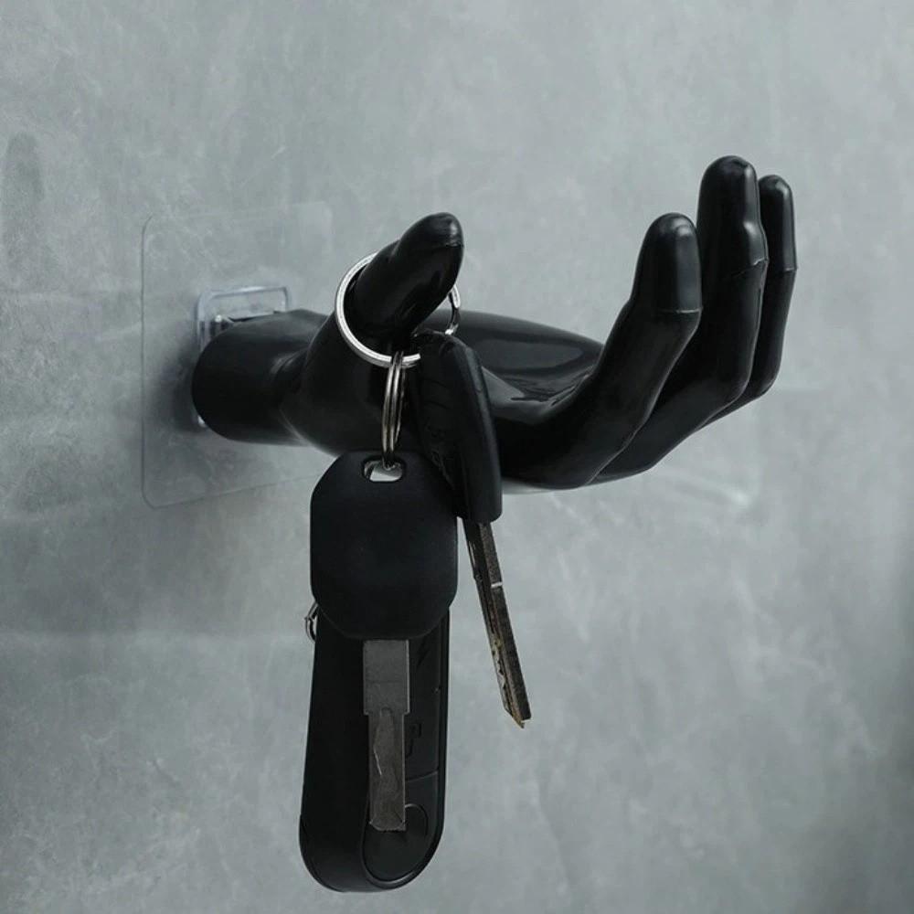 Multi-function Easy To Install Wall Mounted Storage Rack Seamless Sturdy Bathroom Shelf Creative Hand Shape Hook Door