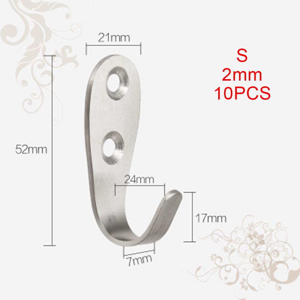 Hook 10XSolid Stainless Steel Wall Mount Single Hook Heavy Duty Rustproof Coat Hanger Crochet Household Hook Cozinha