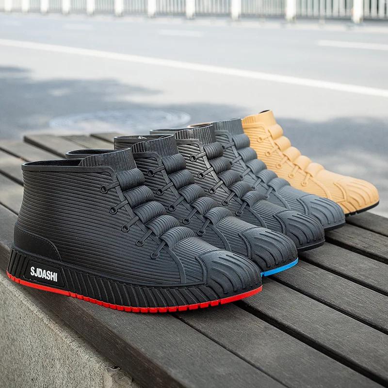 Autumn versatile men's new rain Boots Kitchen antislip low top shoes Car washing fishing waterproof boots Outdoor Casual shoe