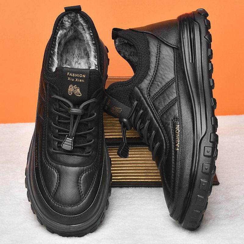 Winter men's shoes cotton shoes warm velvet platform business leather shoes men's trend casual boots men's shoes