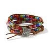 Stone Wrap Leather Bracelets Vintage 2 Strands Multilayer Woven for Women Men