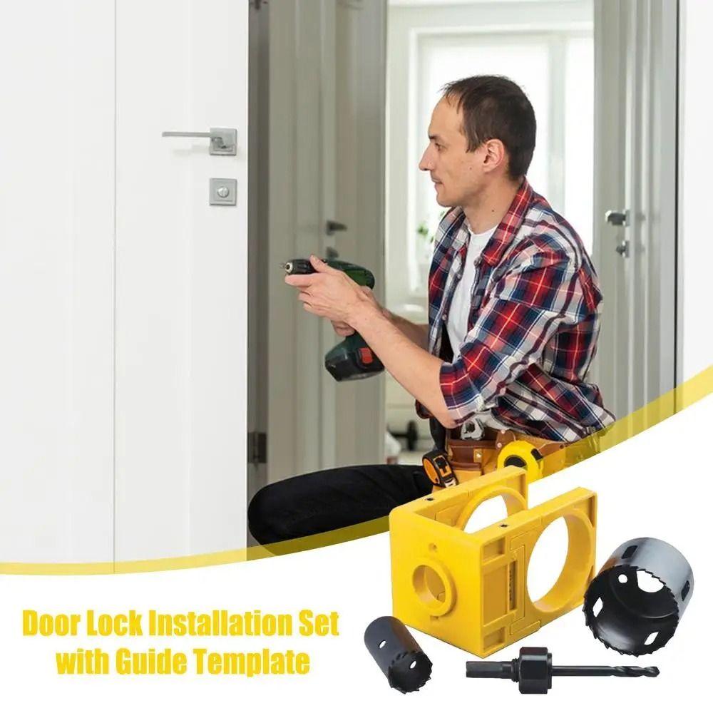 1Set Hand Tools Door Lock Installation Kit Carbon Steel Door Drill Kit New Knob Hole Drilling Tool