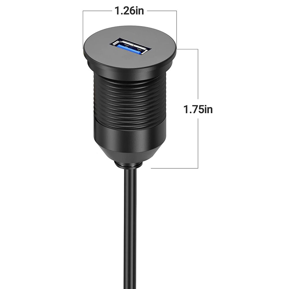 Vehicle Extension Cable Waterproof Dashboard Car Flush Mount Cable Panel USB 3.0