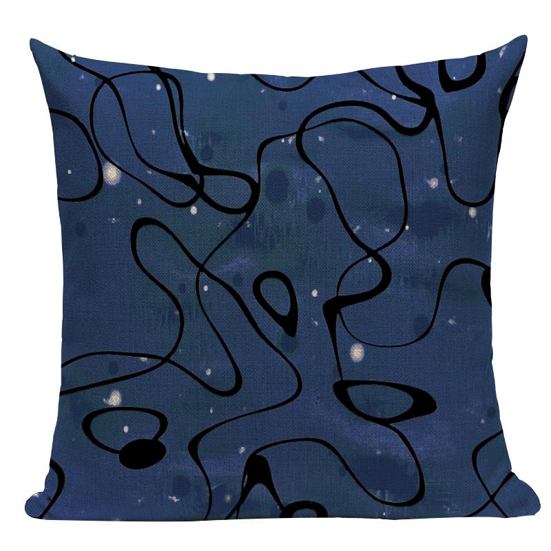 Satın alın Abstract Contour Decorative Throw Pillows Case Dark Blue