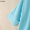 ZANZEA Women Casual Round Neck Loose 3/4 Sleeve Blouse