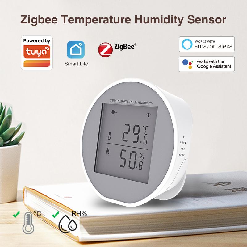 Tuya Zigbee Temperature Humidity Sensor Indoor Hygrometer Thermometer Detector LCD Screen Smart Life App Battery Or USB Powered