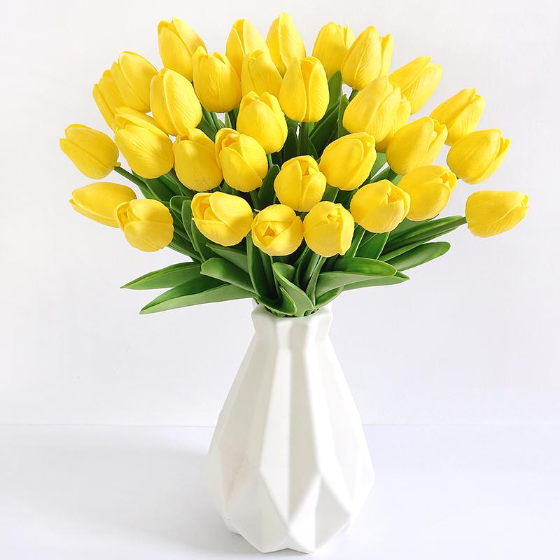 5/10/20Pcs Vibrant Multicolor 33cm Artificial Tulip Bouquet Real Touch Faux Flowers for Home Office Weddings Easter Decorations