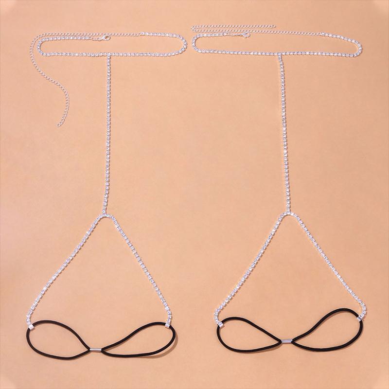 2Pcs/Set Fashion Simple Sexy Rhinestone Leg Chain for Women Double Row Beach Thigh Chain Crystal Bikini Body Jewelry