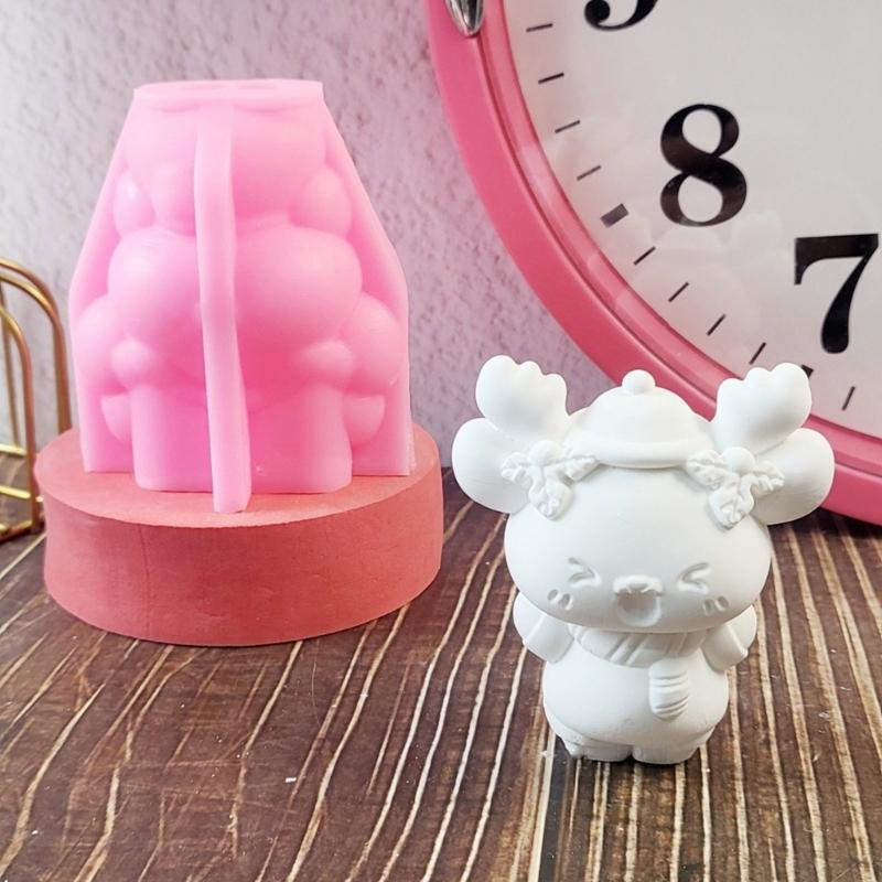 3D Weihnachts-Elch Kerzenform Handgemachte Silikonformen Gussformen Ornamentformen Gipsformen Bastelbedarf