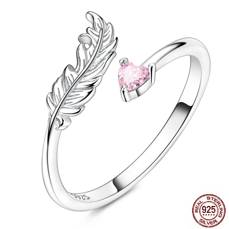 Luminous Firefly 925 Silver Ring Sparkling Rainbow Color Heart Wishbone Flower Original Rings For Women Wedding Jewelry