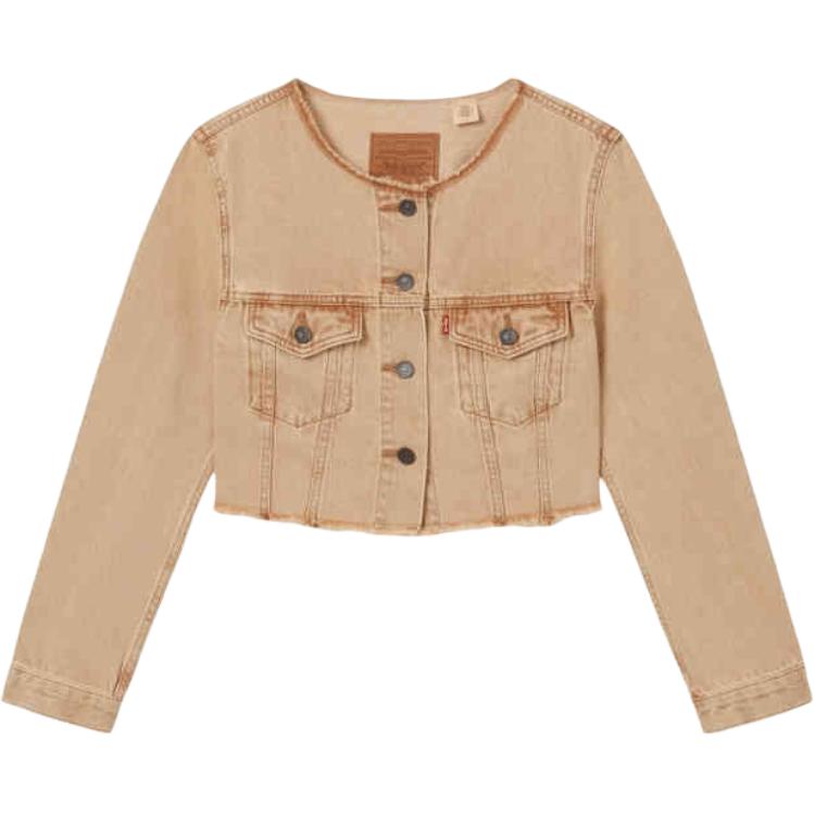

Levis SS25 Винтажный стиль Потертая Застежка на пуговицах Повседневная Удобная Круглый вырез Минималистичный Дизайн для поездок Джинсовая куртка Женские куртки 003T1-0000 M