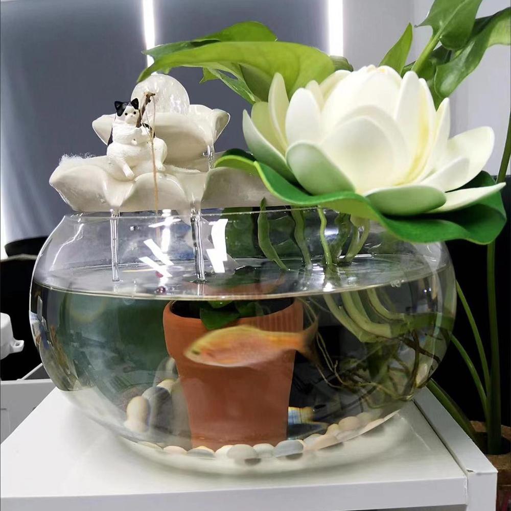 Ornamento Gatto Pescatore Paesaggistica Pesci Statua Gatto Cartone Animato Seduto Pesca Piccolo Gatto Ornamento Decorazione Interna Casa Auto