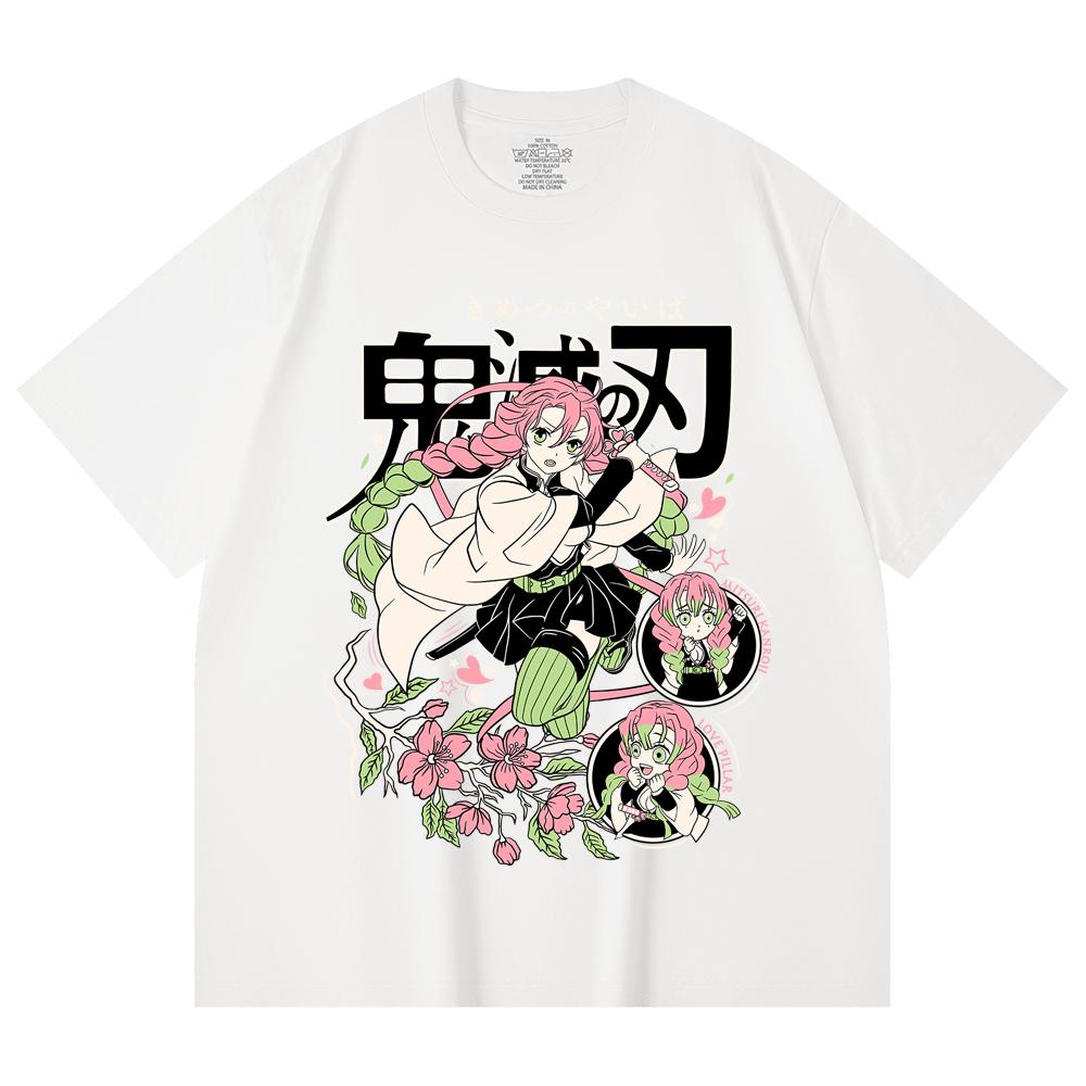 230 Gsm 100% Cotton Demon Slayer V6 Mitsuri Print Unisex Heavy Cotton T Shirt